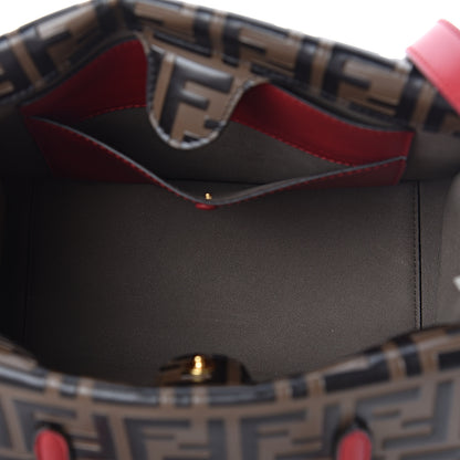Fendi Vitello Grace Bi-Color FF 1974 Embossed Flip Tote Fragola Maya Black 6 of 10