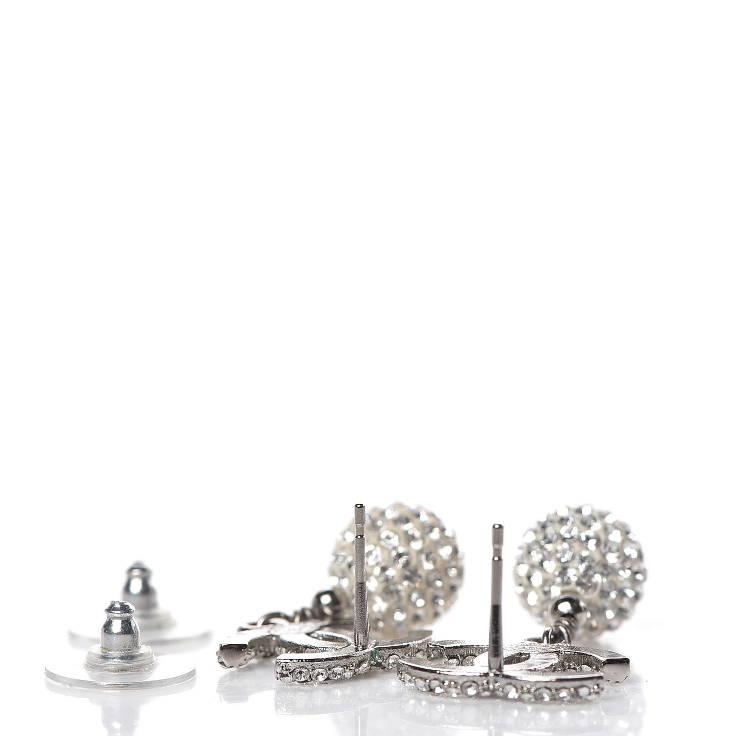 Crystal CC Drop Earrings Silver