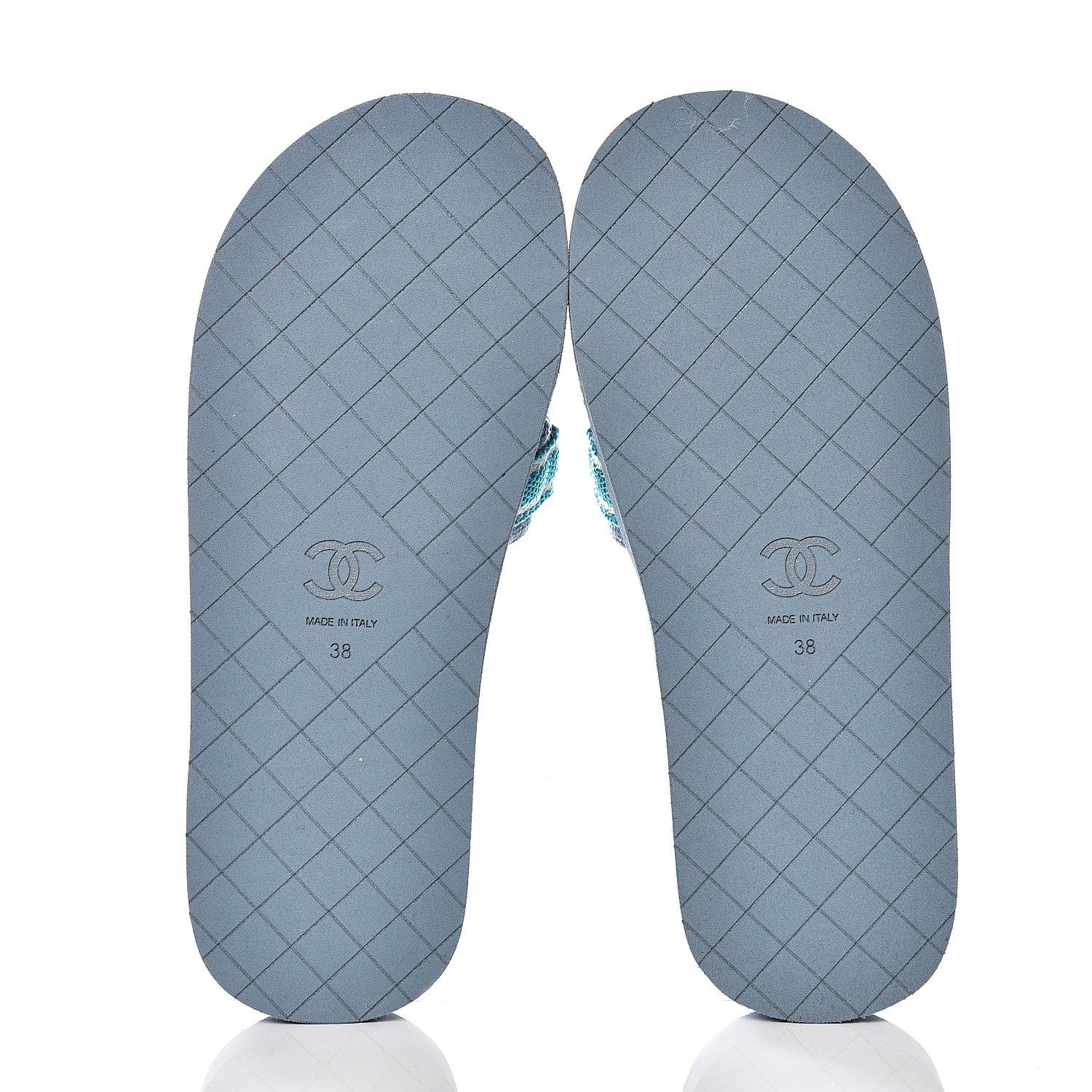 Chanel Fabric Rubber Coco Slides 38 Blue 5 of 8