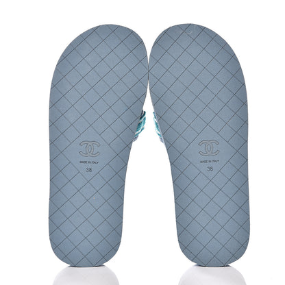 Chanel Fabric Rubber Coco Slides 38 Blue 5 of 8