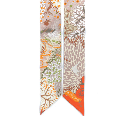 Hermes Silk Dans Un Jardin Anglais Twilly Orange Beige Rose Kaki 2 of 5