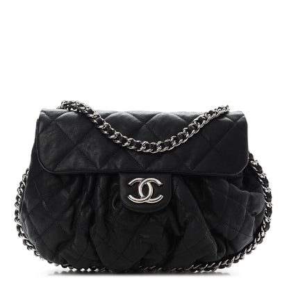 Chanel Washed Lambskin Quilted Medium Chain Around Messenger Black 1 of 9
