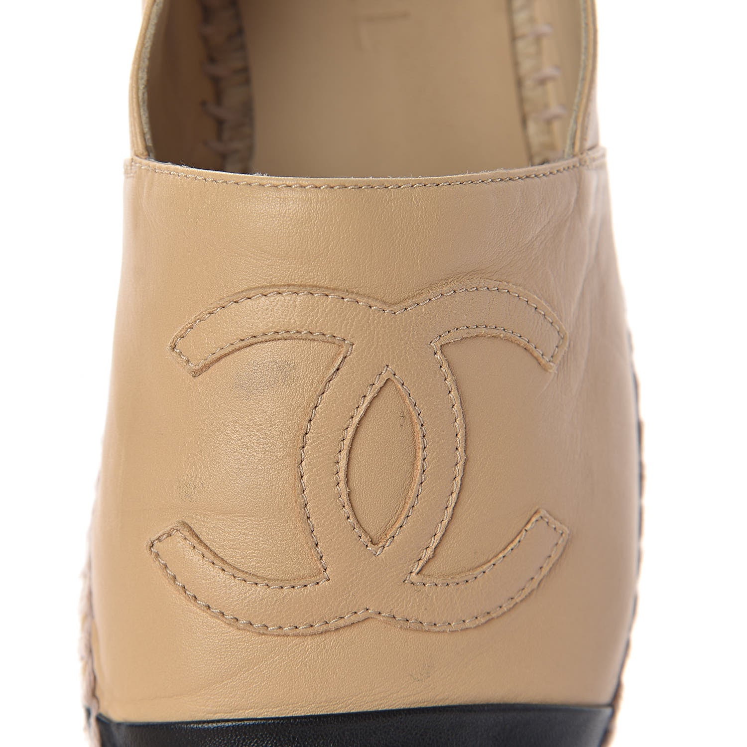 Chanel Lambskin CC Espadrilles 36 Beige Black 16 of 18