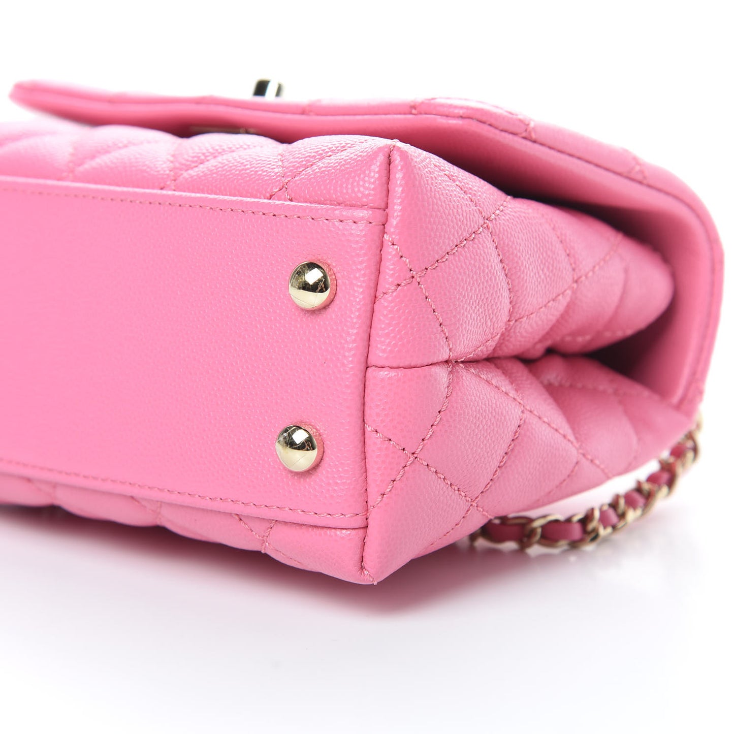 Caviar Quilted Lizard Embossed Extra Mini Coco Handle Flap Pink