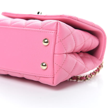 Chanel Caviar Quilted Lizard Embossed Extra Mini Coco Handle Flap Pink 10 of 10