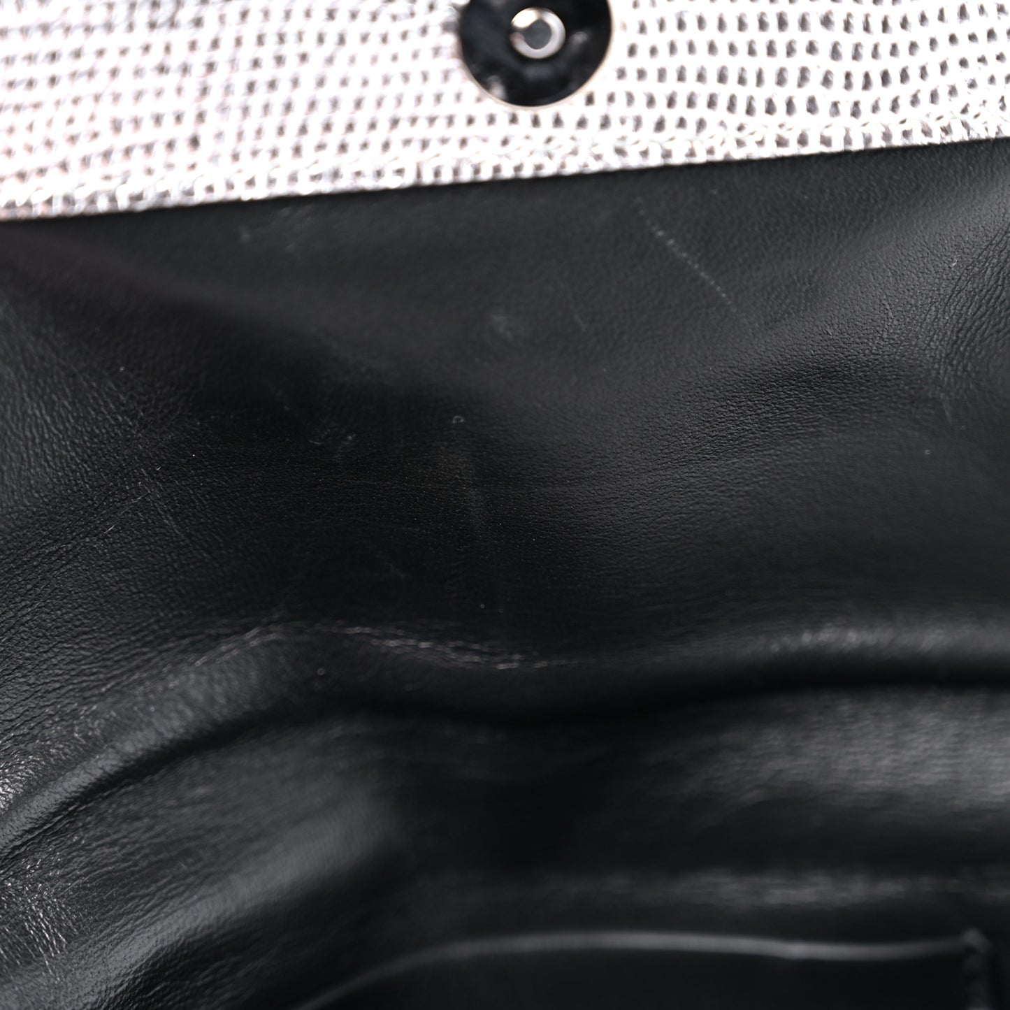 Metallic Lizard Embossed Mini Label Shoulder Bag Silver