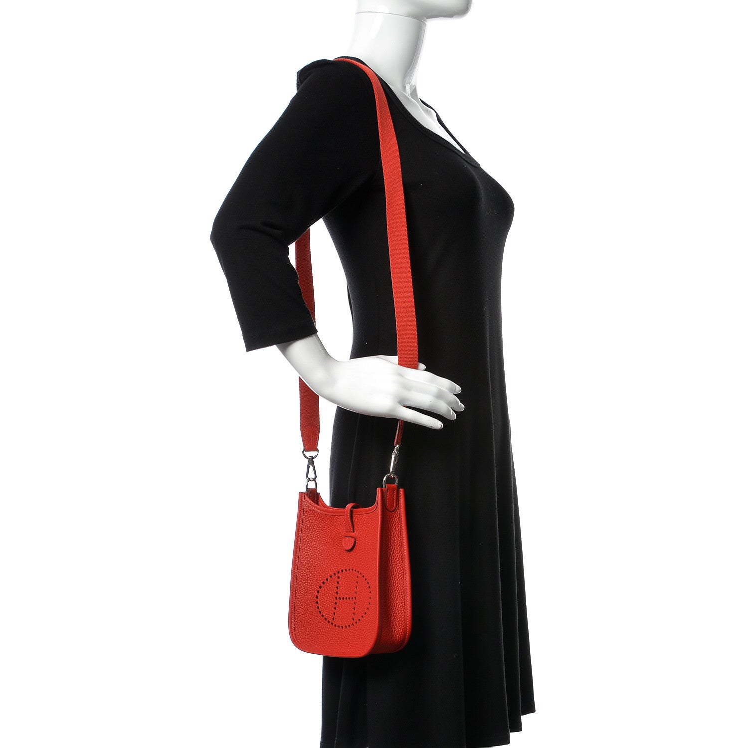 Hermes Taurillon Clemence Evelyne TPM Rouge Casaque 2 of 10