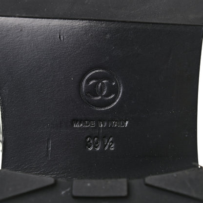 Chanel Calfskin Pearl Combat Ankle Boots 39.5 Black 6 of 7