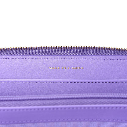 Chanel Caviar Quilted Large Gusset Zip Around Wallet Purple 6 of 10