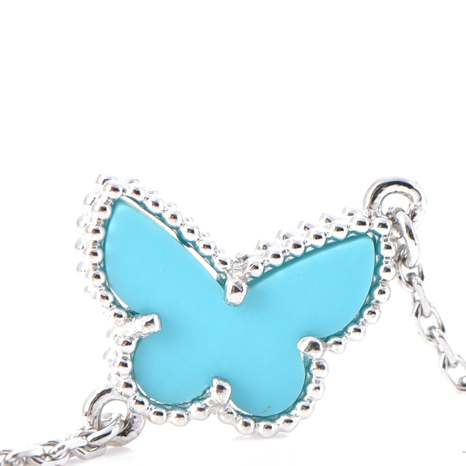 Van Cleef & Arpels 18K White Gold Turquoise Sweet Alhambra Butterfly Bracelet 4 of 8