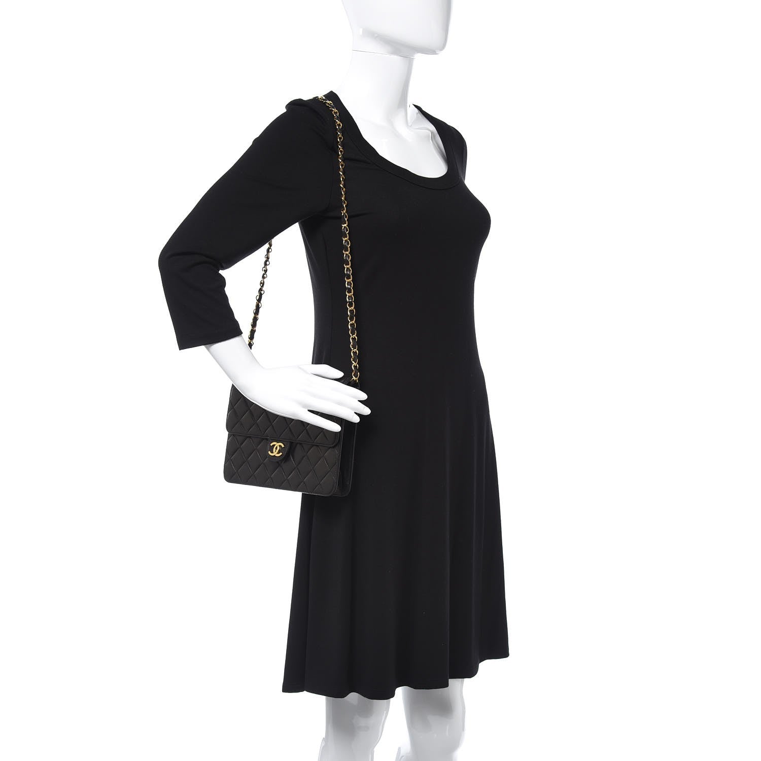Chanel Lambskin Quilted Small Single Flap Bag Black 2 of 9