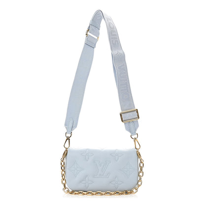 Louis Vuitton Calfskin Bubblegram Wallet On Strap Ice Blue 1 of 10