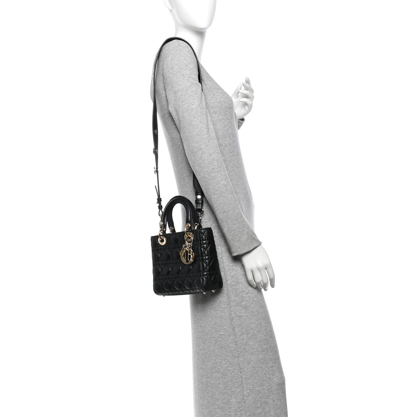 Lambskin Cannage Small Lucky Badges My Lady Dior Black