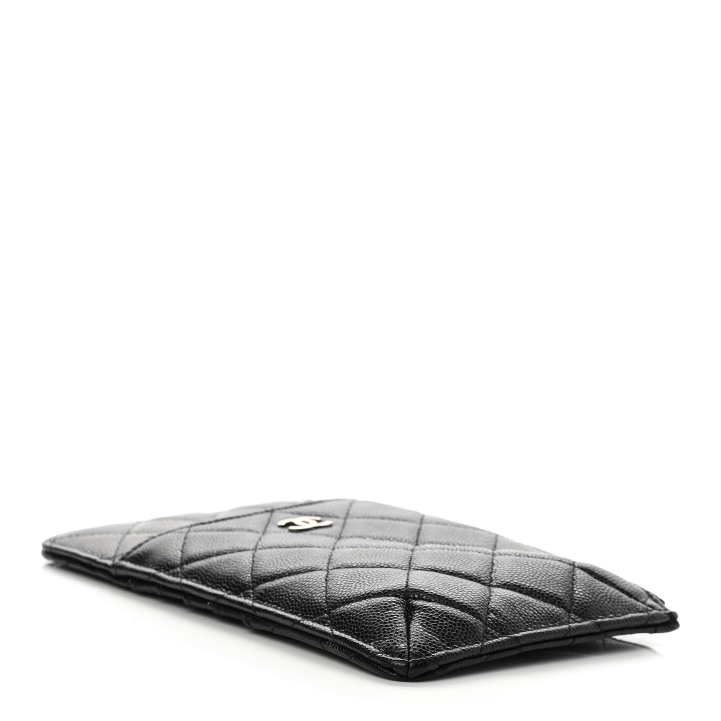 Caviar Quilted Classic Flat Wallet Pouch Black