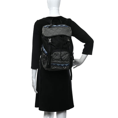 Prada Tessuto Nylon Impunturato Double Buckle Backpack Ardesia Black 2 of 9