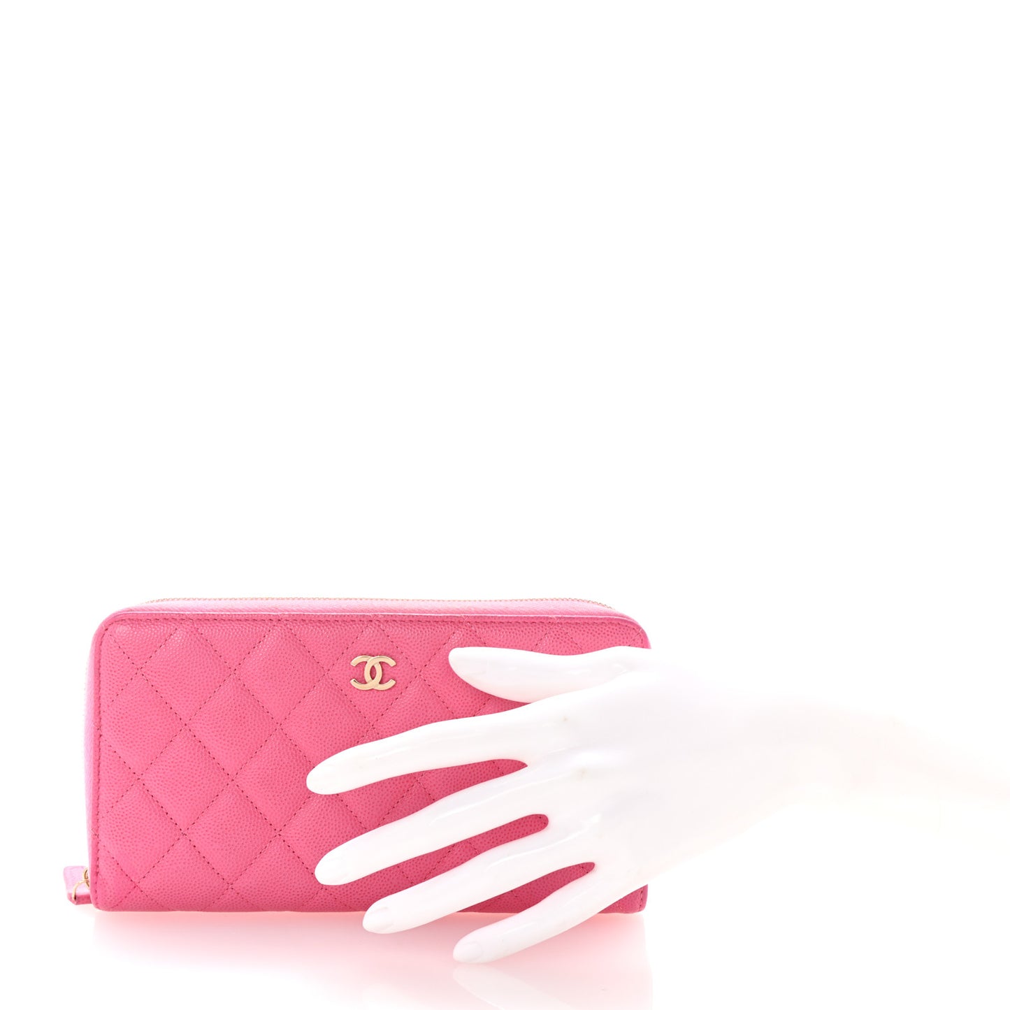 Caviar Quilted Large Gusset Zip Around Wallet Pink