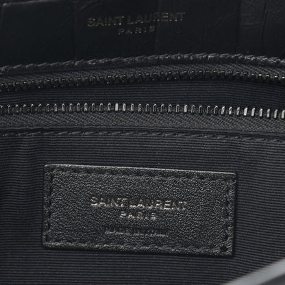 Saint Laurent Crocodile Embossed Lambskin Monogram Medium Niki Chain Satchel Black 6 of 10