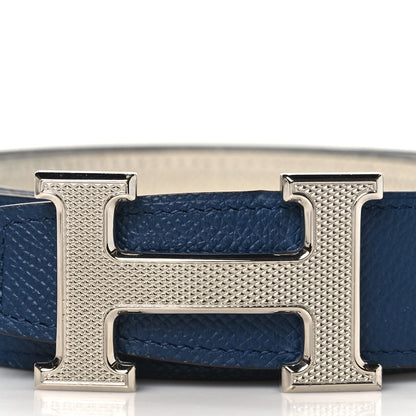 Hermes Epsom 32mm Guilloche H Belt 100 Bleu Indigo White 2 of 8