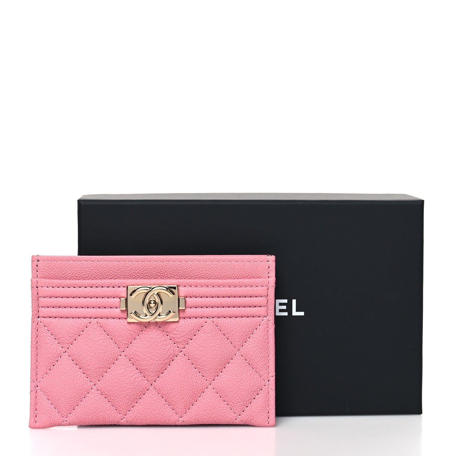 Chanel Caviar Quilted Boy Card Holder Pink 10 of 10