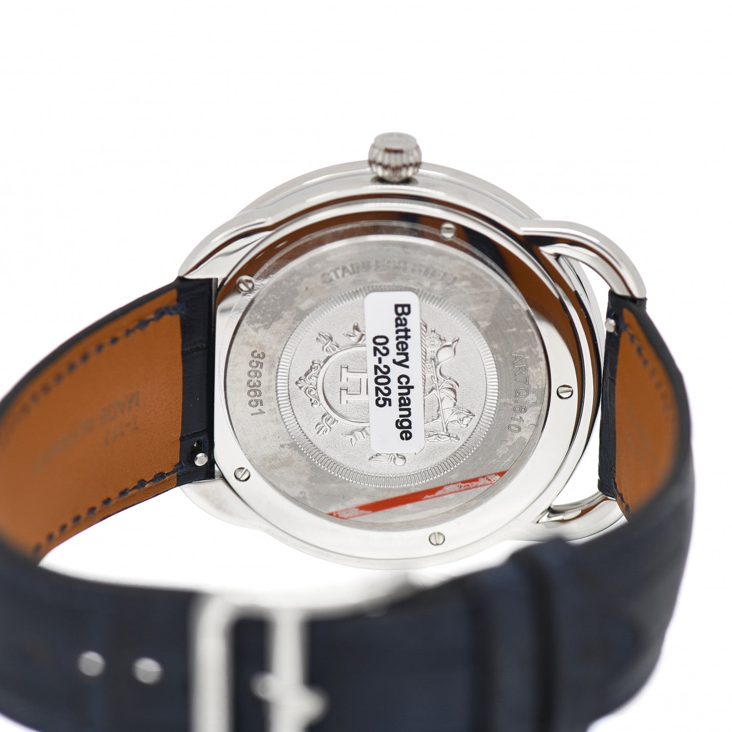 Hermes Stainless Steel Alligator 40mm Arceau Quartz Watch Bleu Abysse 4 of 5
