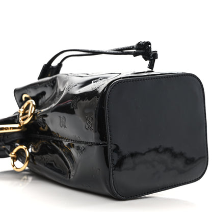 Fendi Vitello Vernice Mou F is Fendi Karligraphy Embossed Mini Mon Tresor Bucket Bag Black 8 of 9