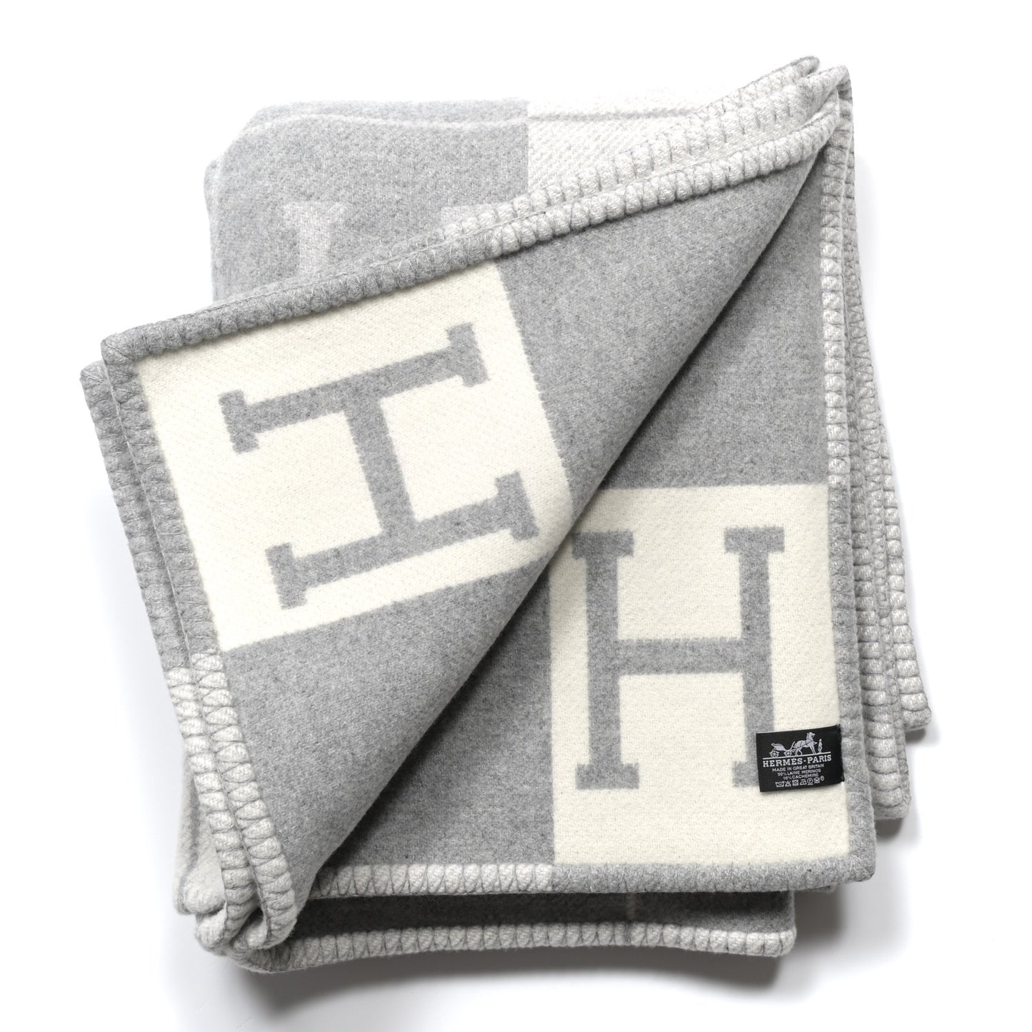 Wool Cashmere Avalon III Blanket Ecru Gris Clair