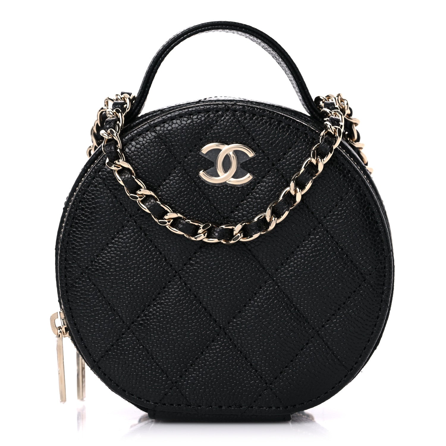 Chanel Caviar Quilted Round Handle With Care Vanity With Chain Black 1 of 10