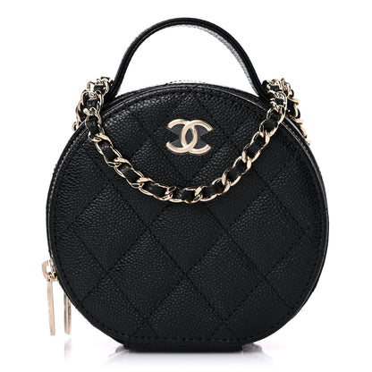 Chanel Caviar Quilted Round Handle With Care Vanity With Chain Black 1 of 10