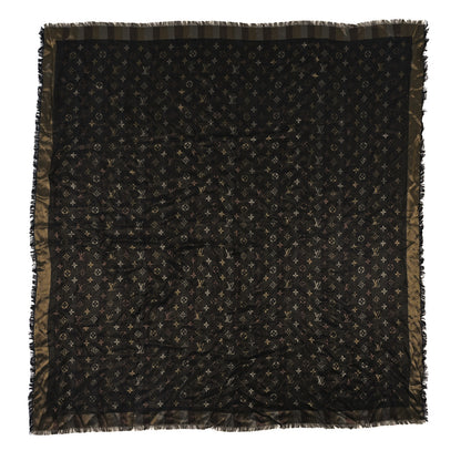 Louis Vuitton Silk Lurex Wool So Shine Monogram Shawl Black 1 of 5