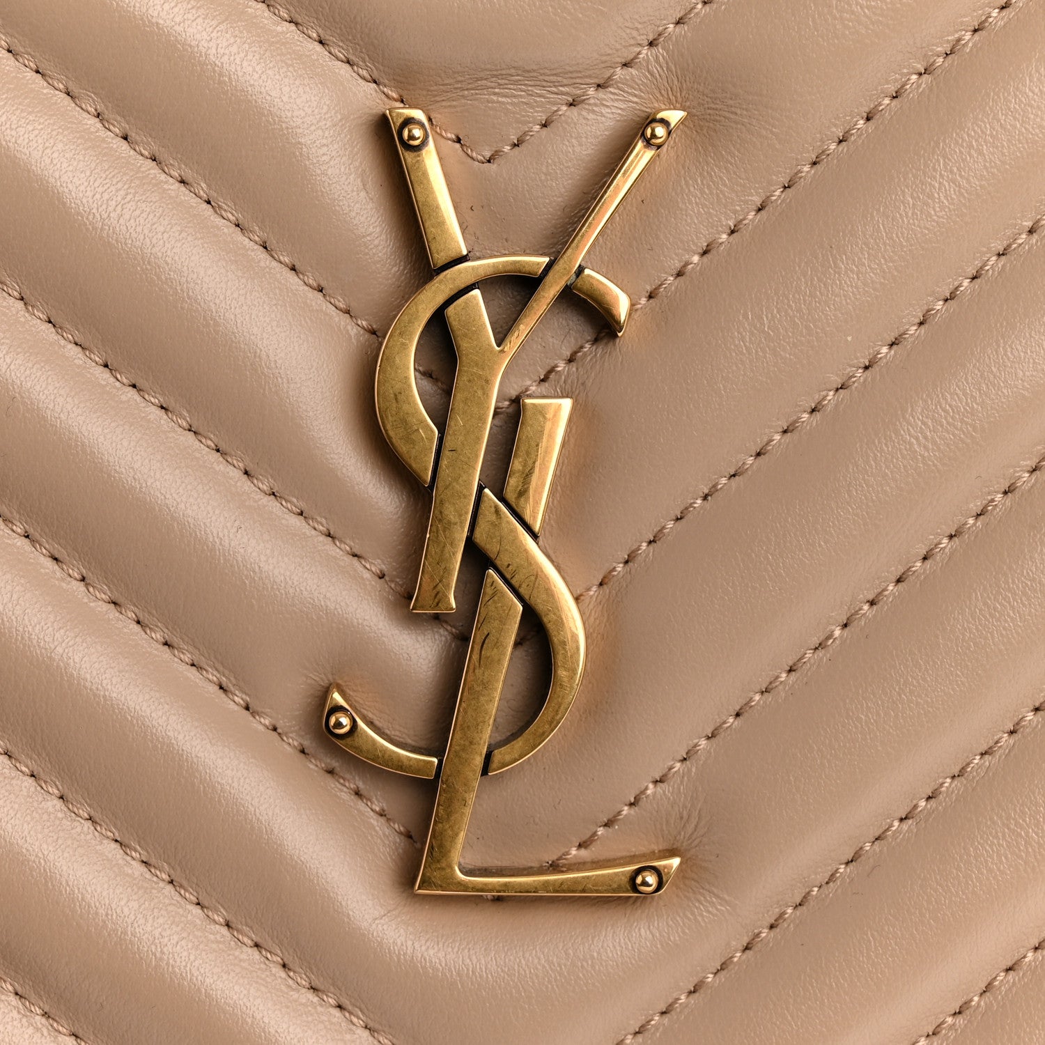 Saint Laurent Calfskin Matelasse Monogram Lou Camera Bag Dark Beige 12 of 14