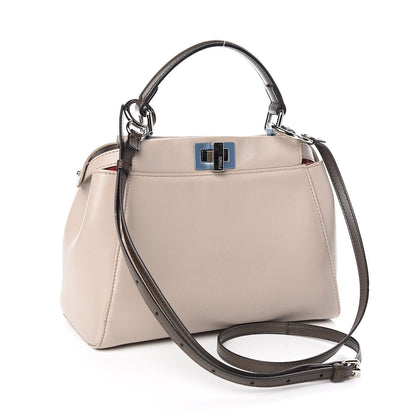 Fendi Nappa Colorblock Mini Peekaboo Iconic Satchel Grigio Polvere Carbone Bloody Mary 3 of 10