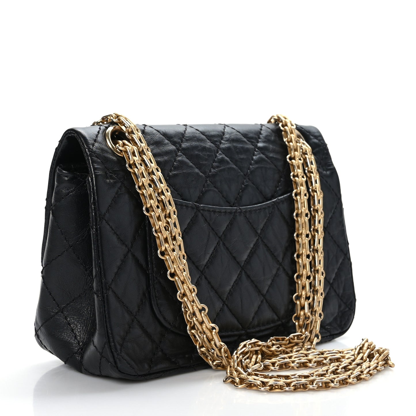 Aged Calfskin Quilted 2.55 Reissue Mini Flap Black