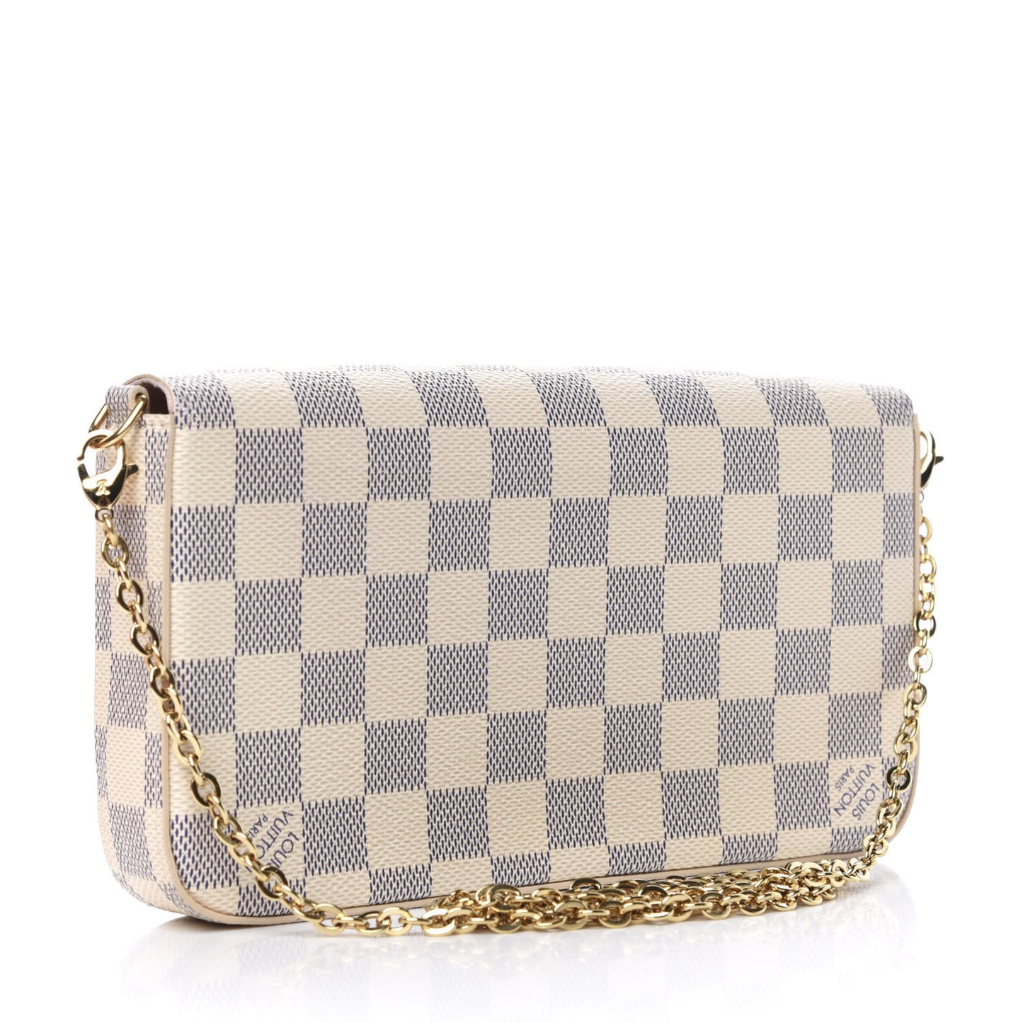 Damier Azur Pochette Felicie Chain Wallet Rose Ballerine