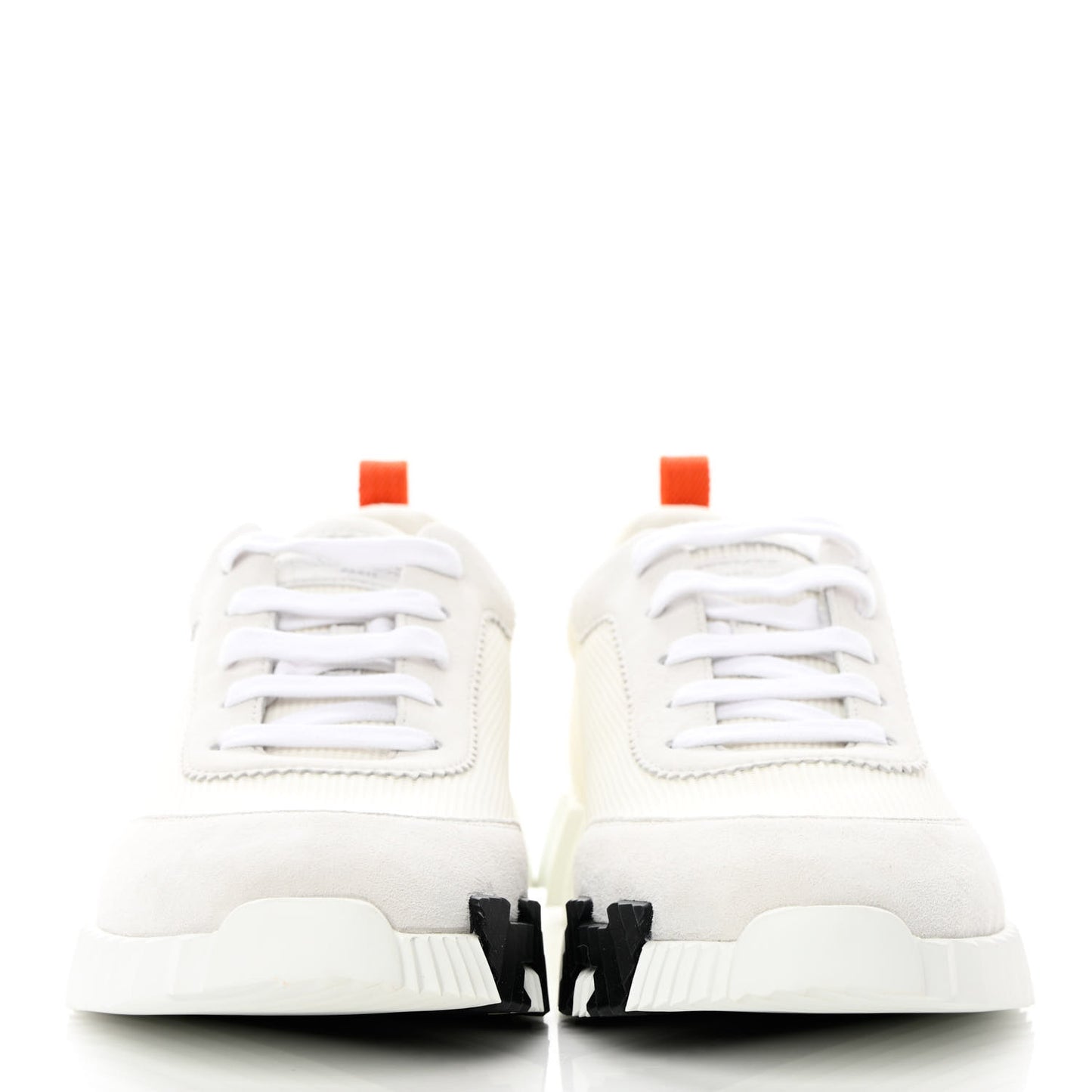 Technical Canvas Suede Goatskin Mens Bouncing Sneakers 44 White Orange