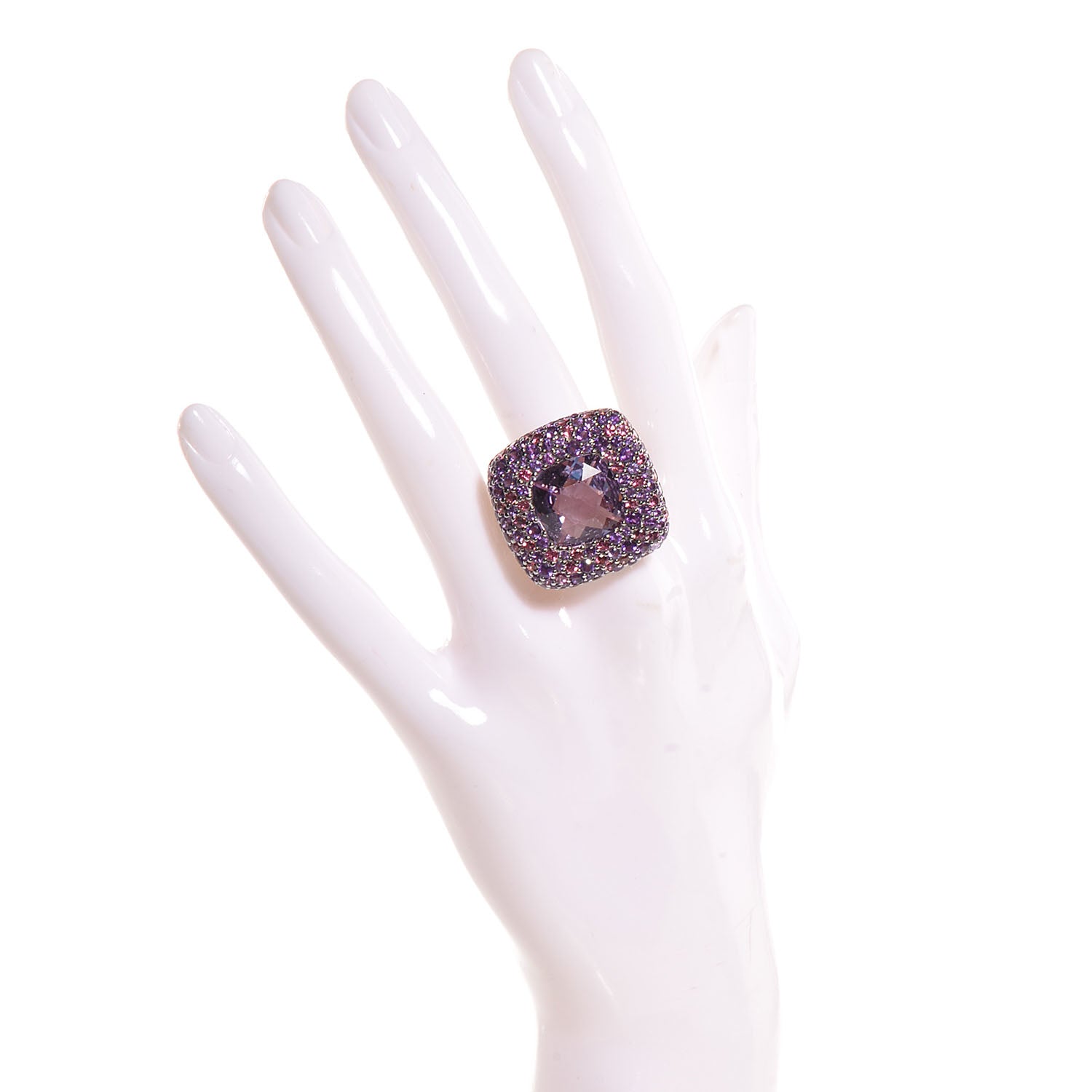 John Hardy Sterling Silver Pink Tourmaline Amethyst Classic Braided Chain Square Ring Size 7 2 of 6