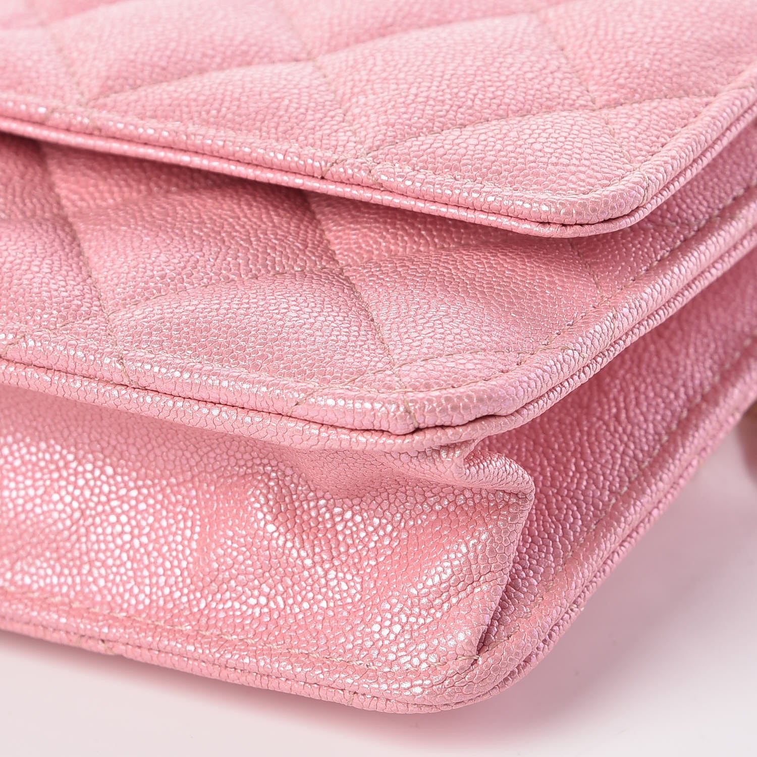 Chanel Iridescent Caviar Quilted Wallet on Chain WOC Rose Pink 6 of 11