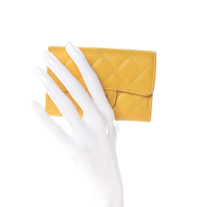 Chanel Caviar Quilted Flap Card Holder Yellow 2 of 11