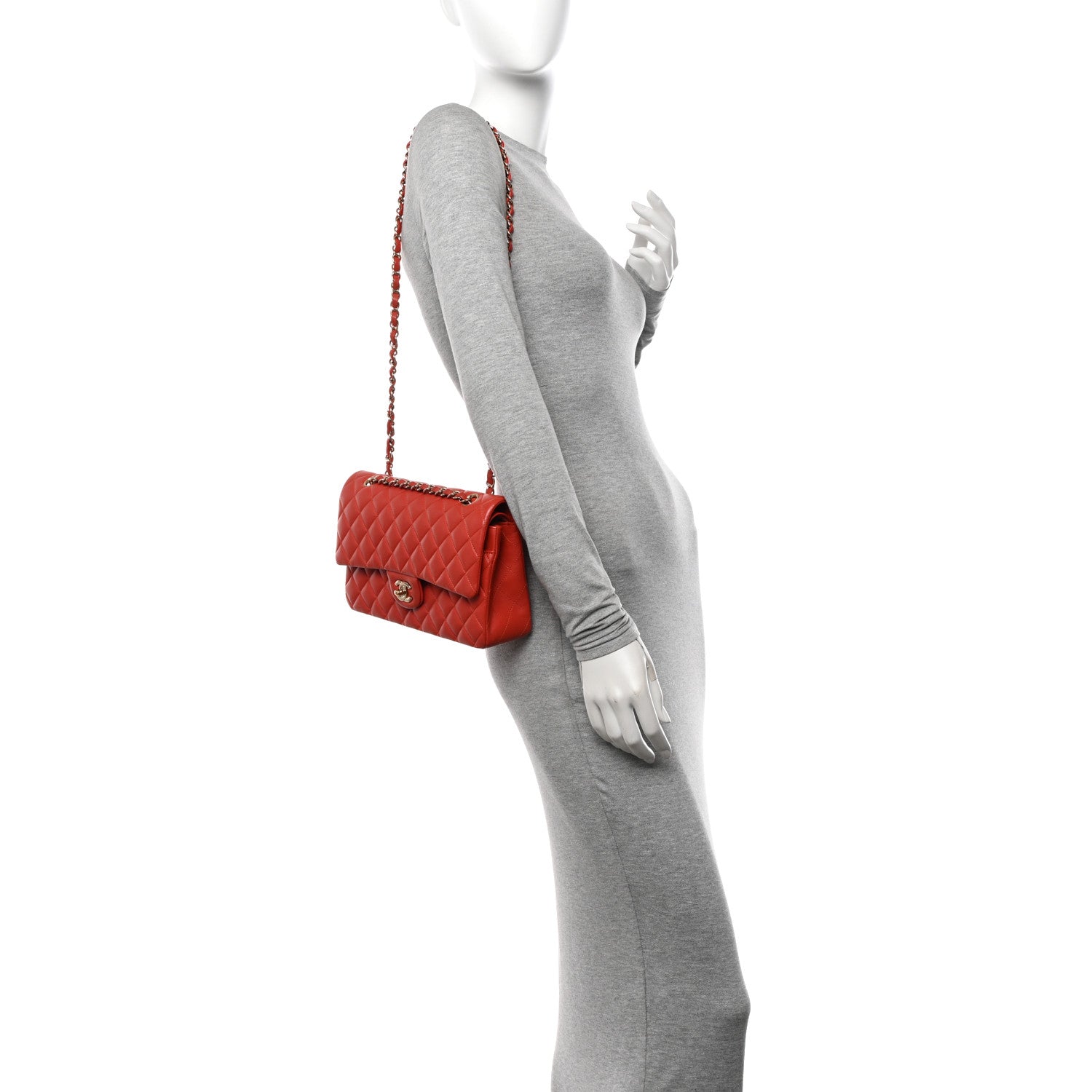 Chanel Lambskin Quilted Medium Double Flap Orange 2 of 11