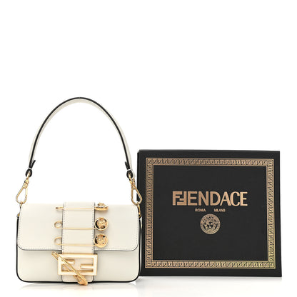 Fendi X VERSACE Vitello Seta Fendace Mini Brooch Baguette White Ice 11 of 11