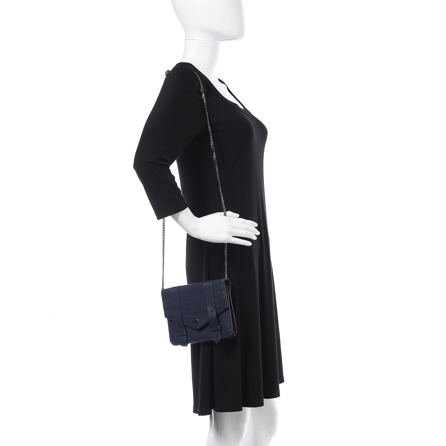 Proenza Schouler Lambskin Large PS1 Chain Wallet Indigo 2 of 10