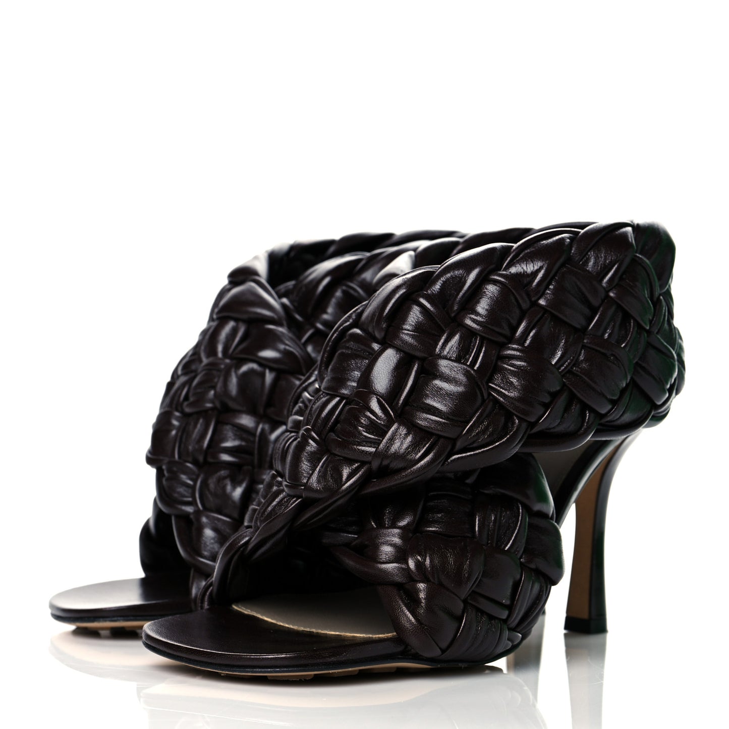 Shiny Nappa Intrecciato The Board Sandals 37.5 Chocolate