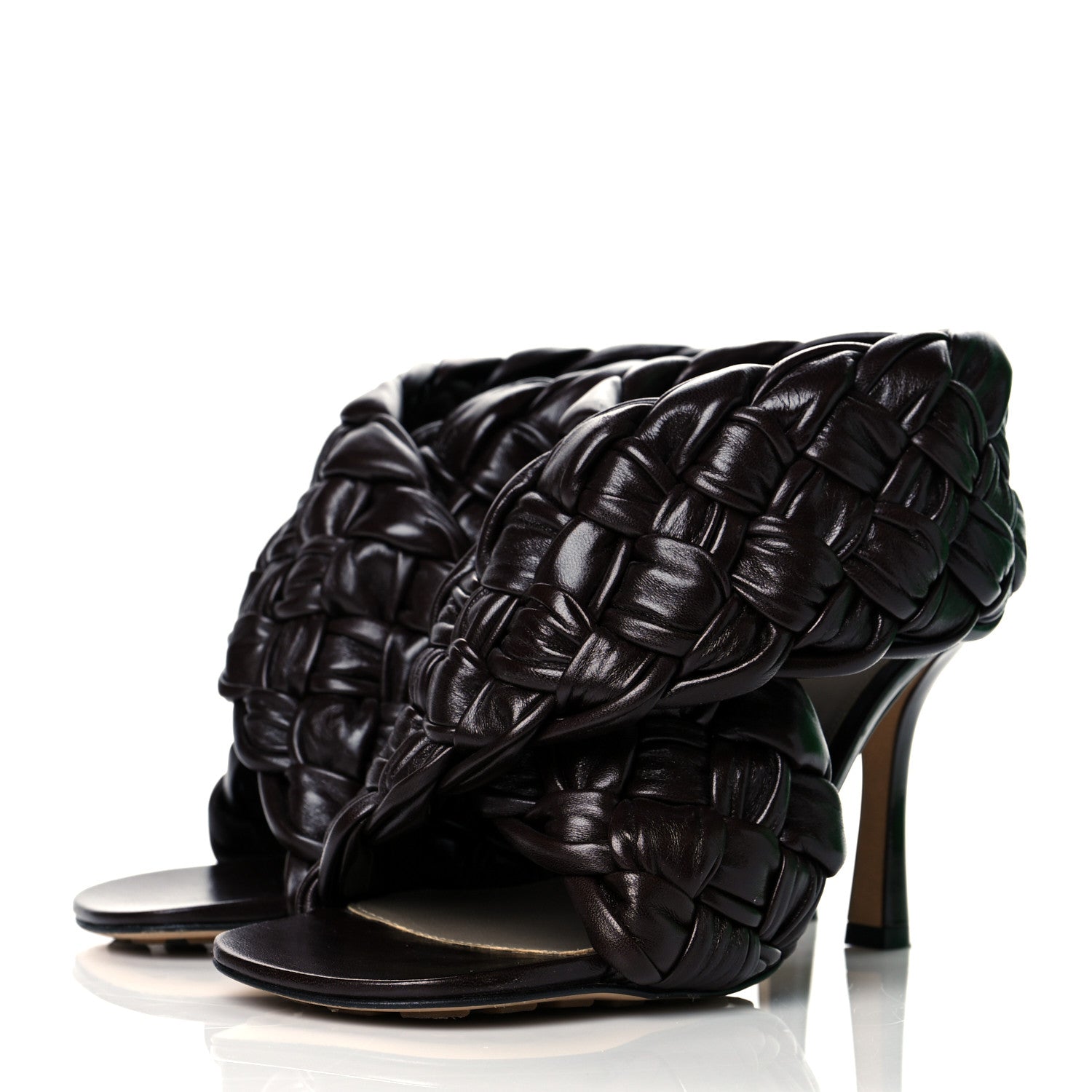 Bottega Veneta Shiny Nappa Intrecciato The Board Sandals 37.5 Chocolate 3 of 7