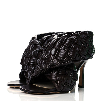 Bottega Veneta Shiny Nappa Intrecciato The Board Sandals 37.5 Chocolate 3 of 7