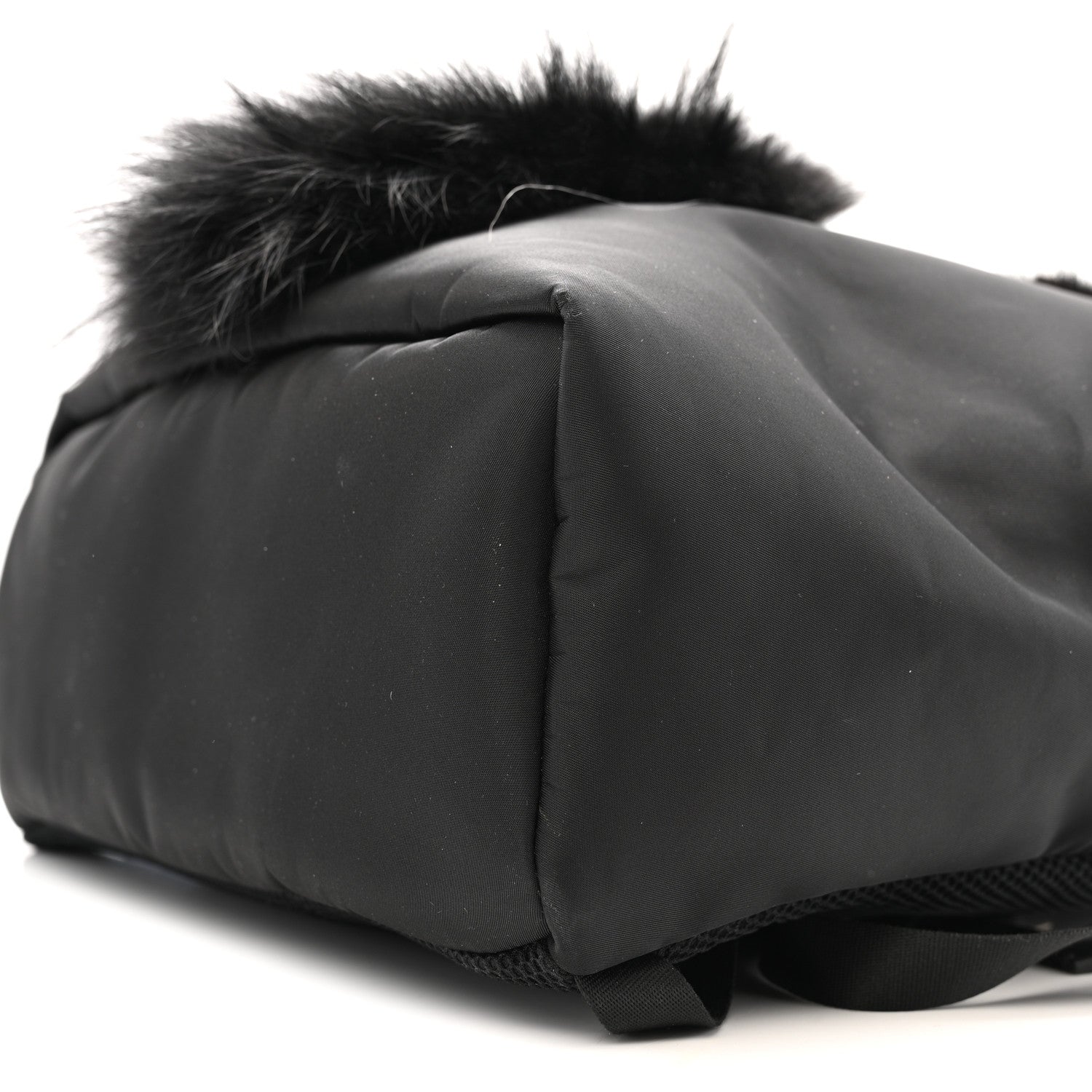 Fendi Nylon Vitello Century Mink Fox Goat Fur Studded Karlito Backpack Black Multicolor 10 of 13