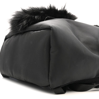 Fendi Nylon Vitello Century Mink Fox Goat Fur Studded Karlito Backpack Black Multicolor 10 of 13