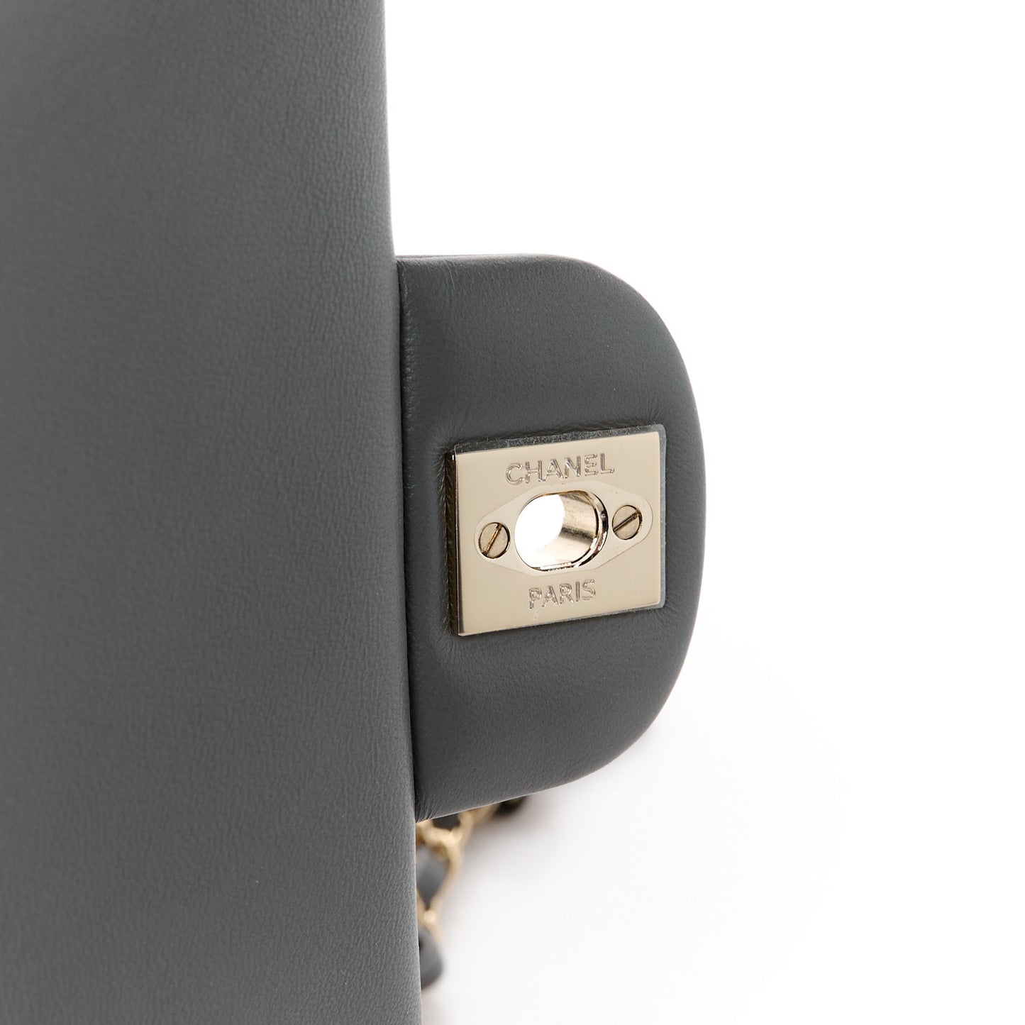 Lambskin Quilted Mini Rectangular Flap Dark Grey