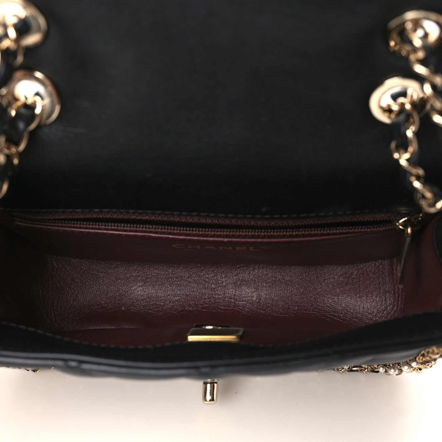 Chanel Lambskin Quilted Pearl Edge Mini Rectangular Flap Bag Black 5 of 9