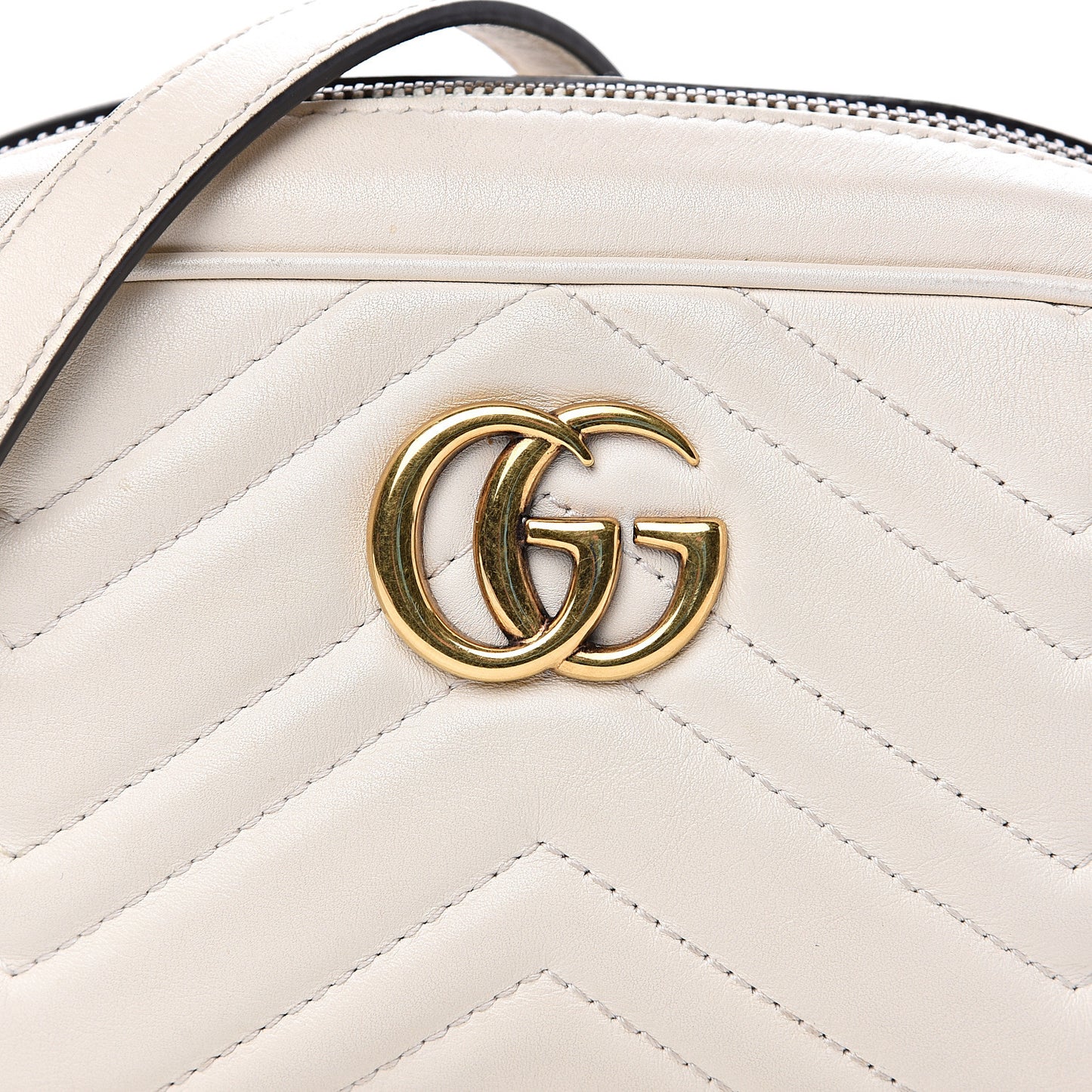 Calfskin Matelasse Mini GG Marmont Chain Shoulder Bag White