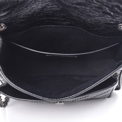 Saint Laurent Crinkled Calfskin Matelasse Monogram Baby Niki Chain Satchel Black 5 of 11