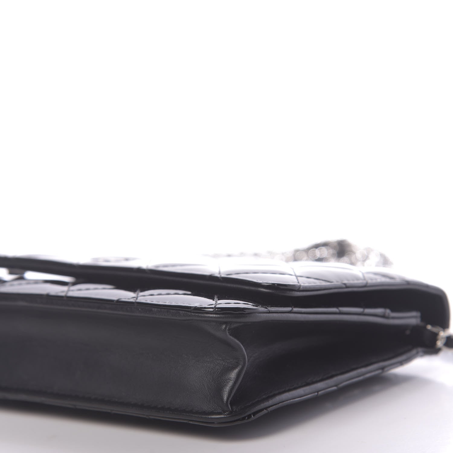 Chanel Patent Quilted Wallet On Chain WOC Black 7 of 10